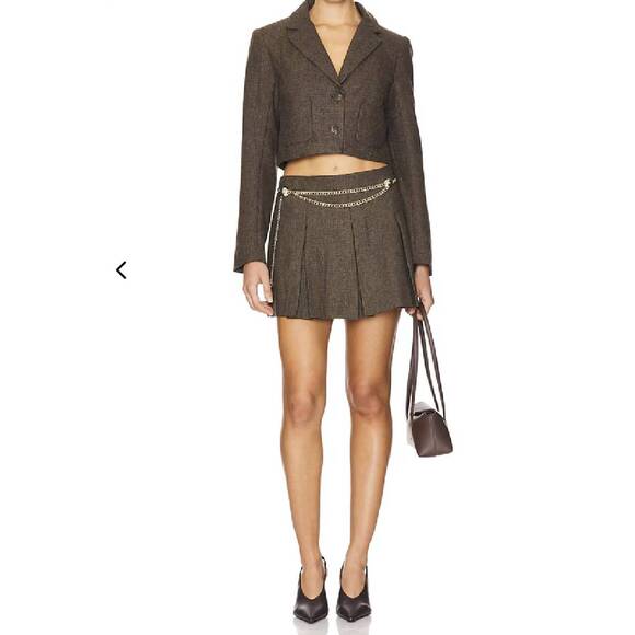 NEW ASTR siarah cropped jacket in mocha plaid